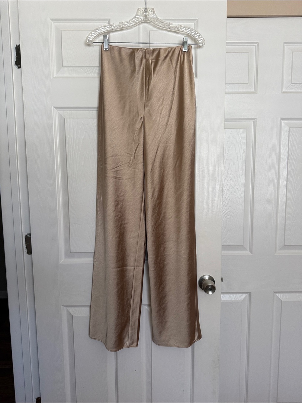 L’academie Beige Etienne Satin Pants XS
